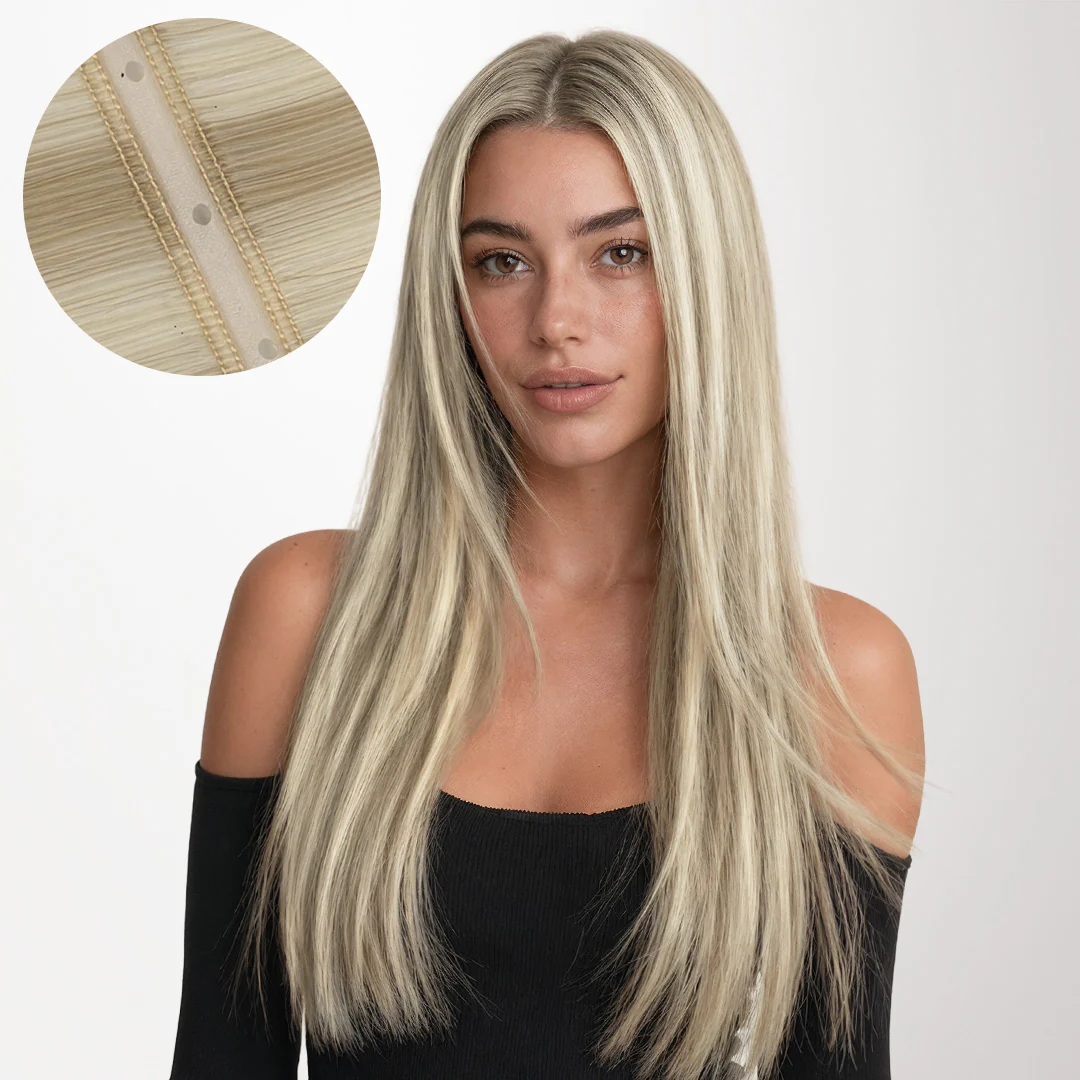 Ash Blonde Highlights (17A/60A) Butterfly Weft Hair Extensions (100g-160g) - Image 11
