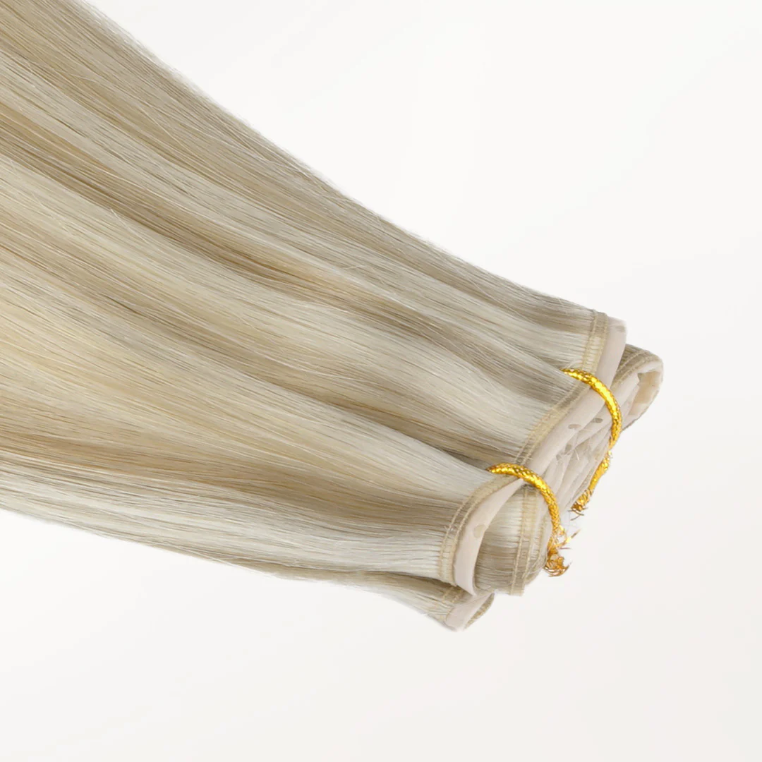 Ash Blonde Highlights (17A/60A) Butterfly Weft Hair Extensions (100g-160g) - Image 18