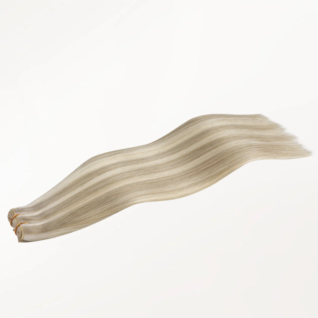 Ash Blonde Highlights (17A/60A) Butterfly Weft Hair Extensions (100g-160g) - Image 3