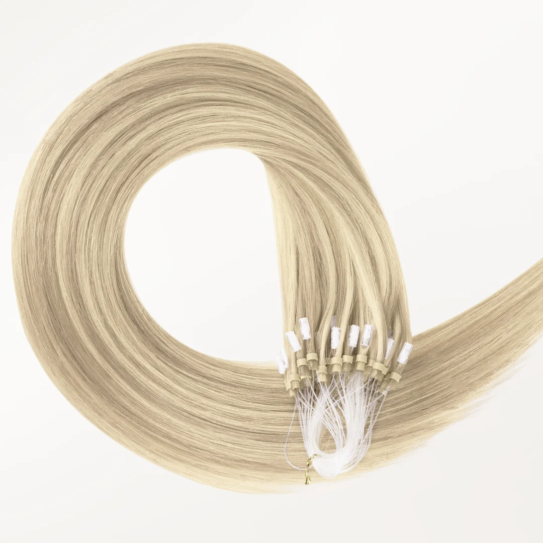 Ash Blonde Highlights (17A/60A) Micro Link Tip Hair Extensions - Image 3