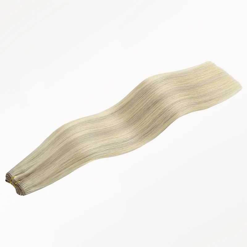 Ash Blonde Highlights (17A/60A) Thick Sew-In Weft Hair Extensions (120g-160g) - Image 5
