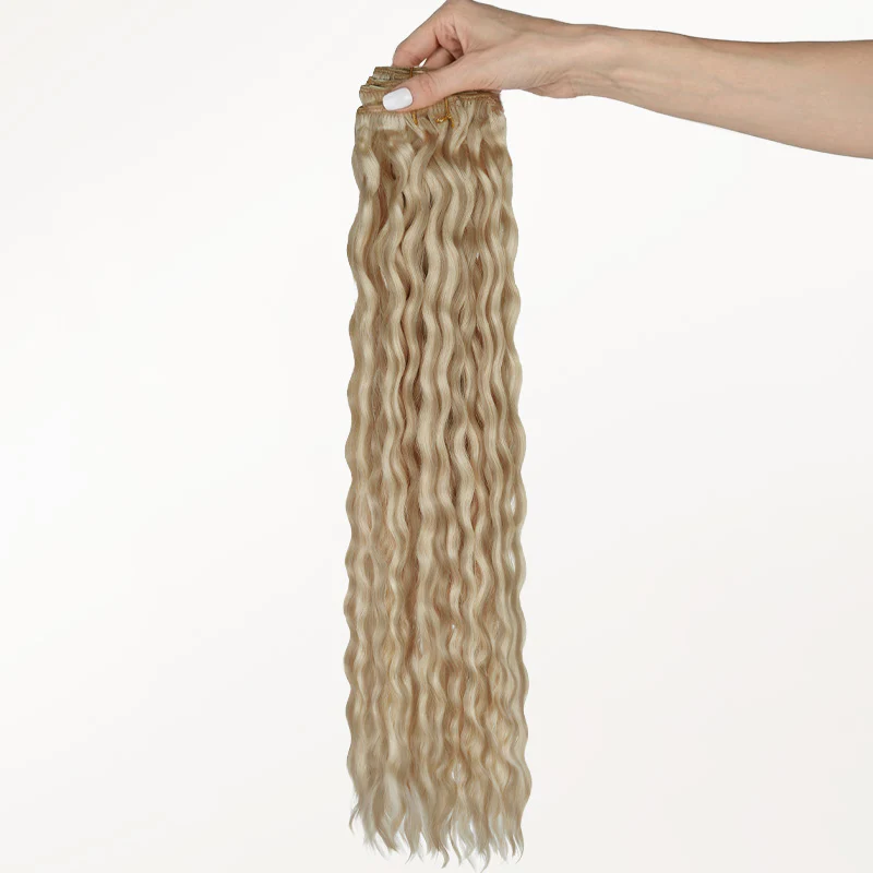 Ash Blonde Highlights (17B/20A) Elf Curly Clip-in Hair Extensions (120-150g) - Image 4