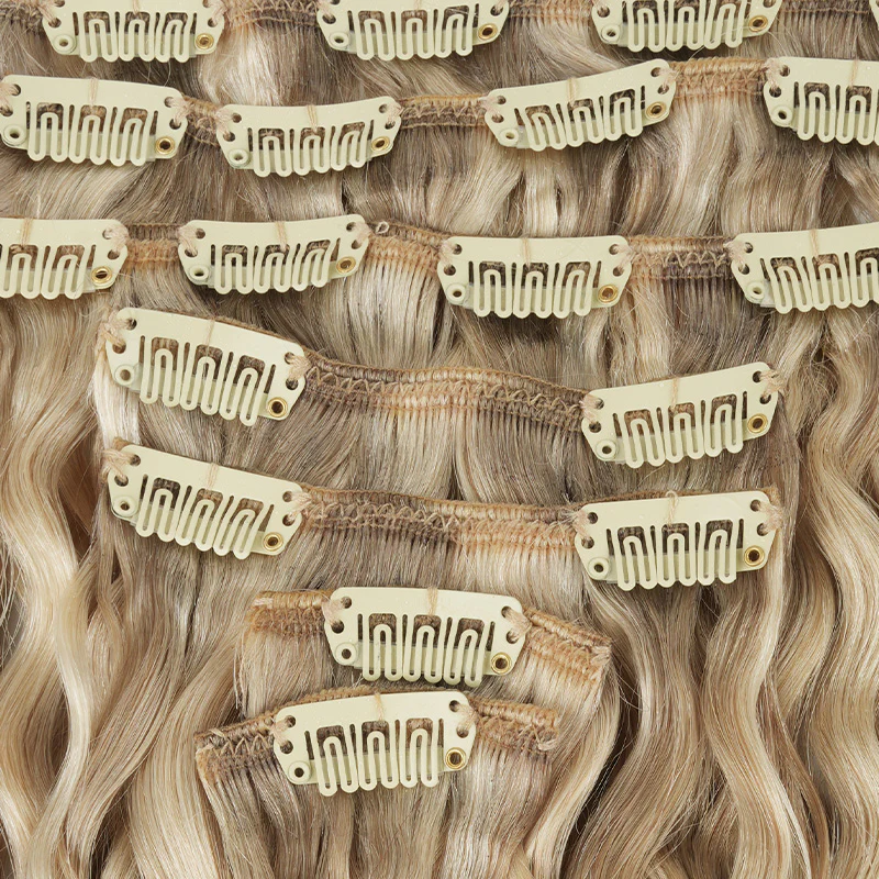 Ash Blonde Highlights (17B/20A) Elf Curly Clip-in Hair Extensions (120-150g) - Image 7