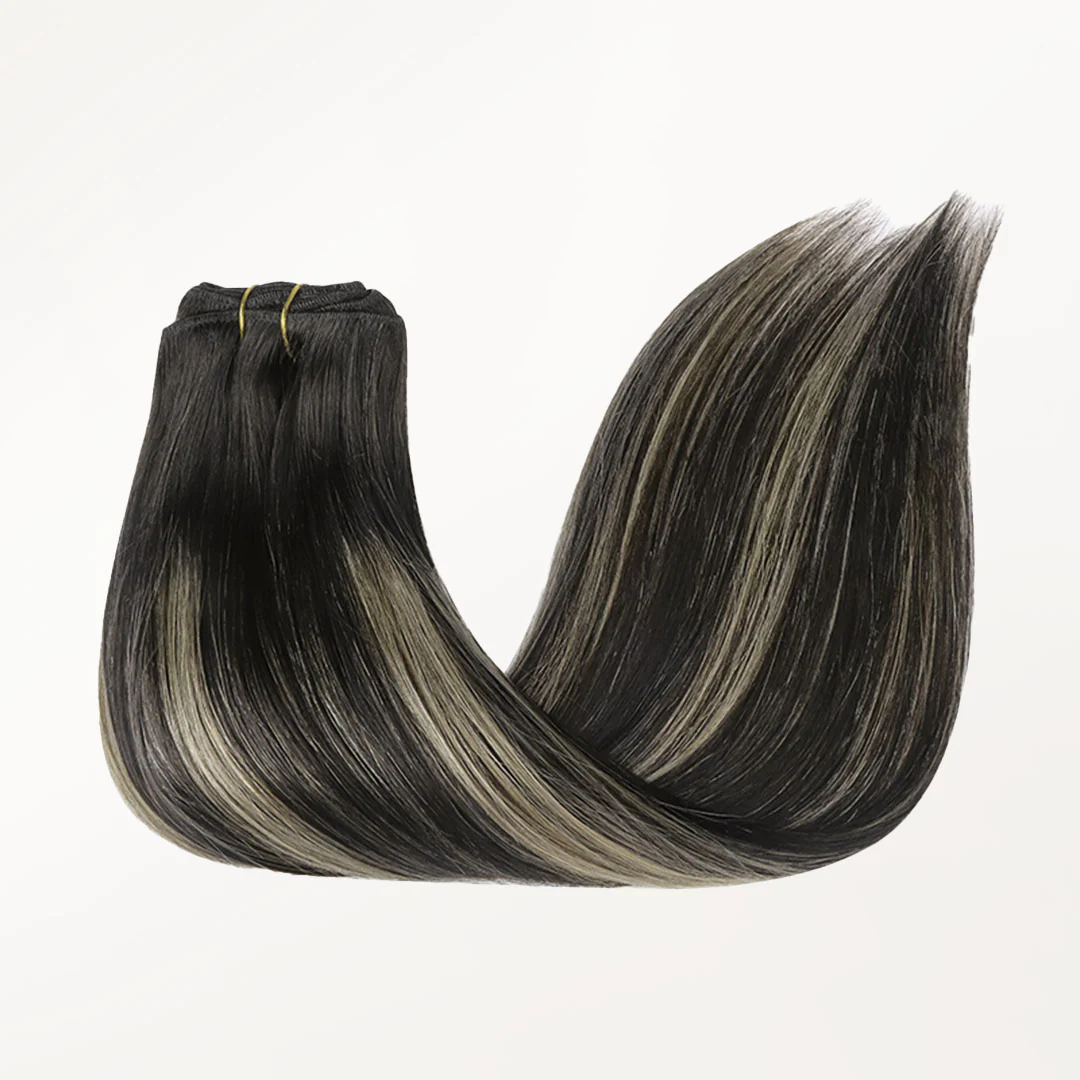 Black to Light Blonde Balayage (1B/19/1B) Classic Clip-Ins (150g-170g) - Image 5