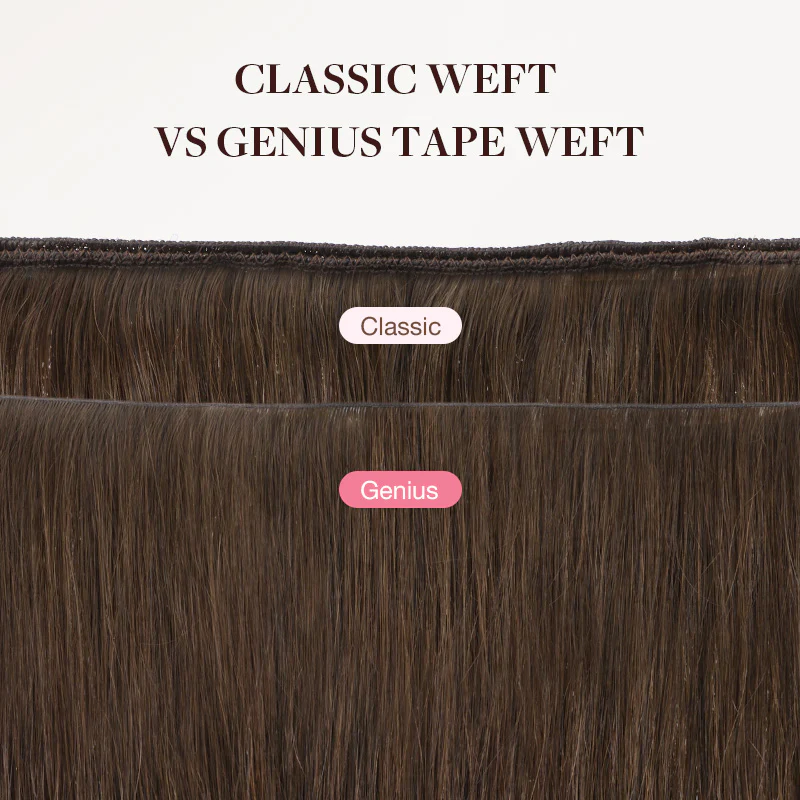 Chocolate Brown (4A) Thick Genius Tape Weft Hair Extensions 100-120g - Image 10