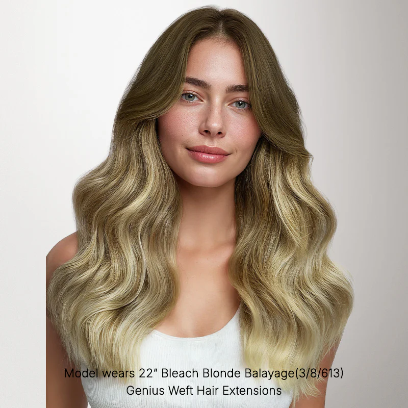 Bleach Blonde Balayage (3/8/613) Thick Genius Tape Weft Hair Extensions 100-120g - Image 12