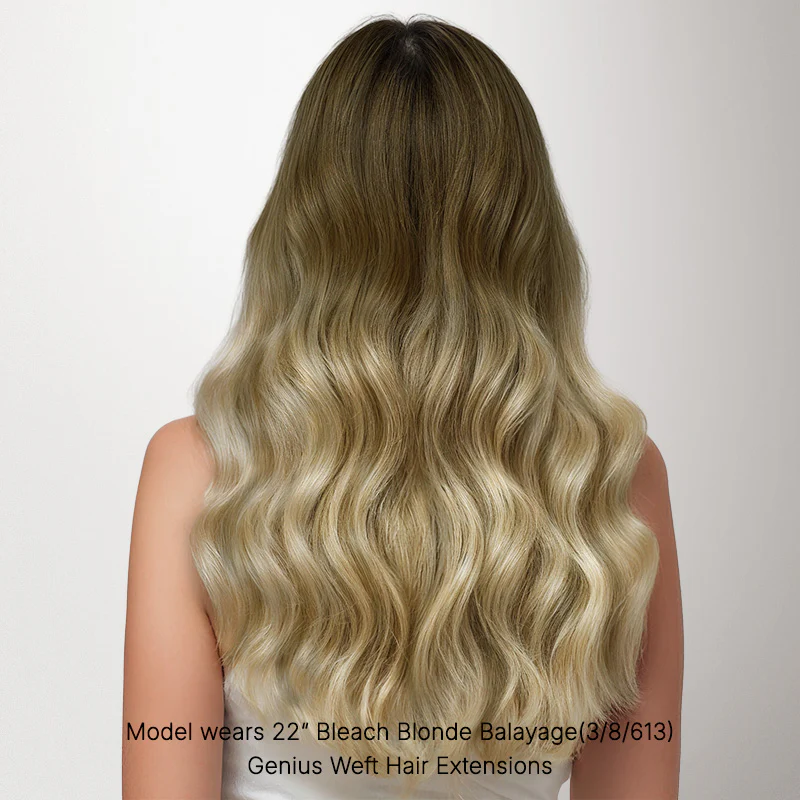 Bleach Blonde Balayage (3/8/613) Thick Genius Tape Weft Hair Extensions 100-120g - Image 2