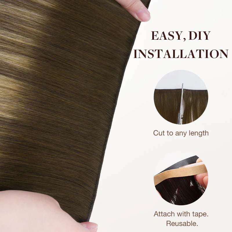 Bleach Blonde Balayage (3/8/613) Thick Genius Tape Weft Hair Extensions 100-120g - Image 7