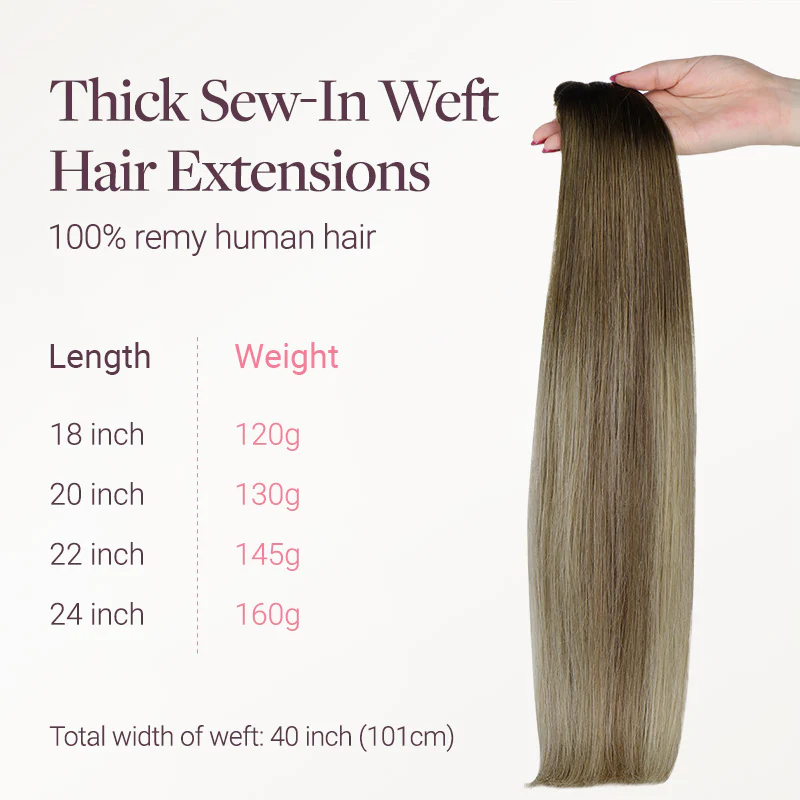 Bleach Blonde Balayage (3/8/613) Thick Sew-In Weft Hair Extensions (120g-160g) - Image 3