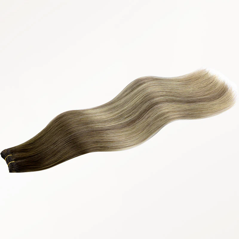 Bleach Blonde Balayage (3/8/613) Thick Sew-In Weft Hair Extensions (120g-160g) - Image 5