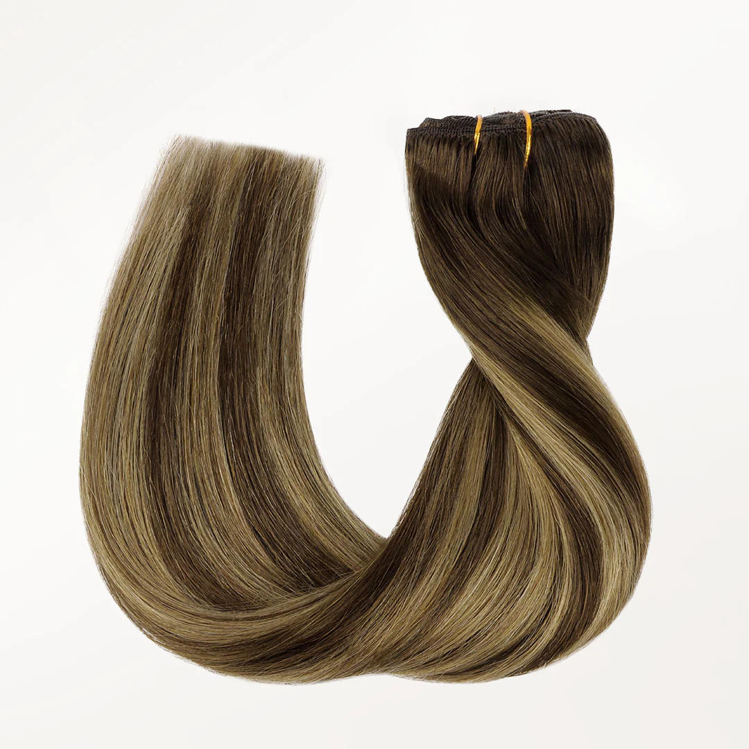 Caramel Blonde Balayage (4/27/4) Classic Clip-Ins (120g-150g) - Image 4
