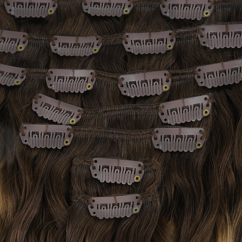 Caramel Blonde Balayage (4/27/4) Elf Curly Clip-in Hair Extensions (120-150g) - Image 7
