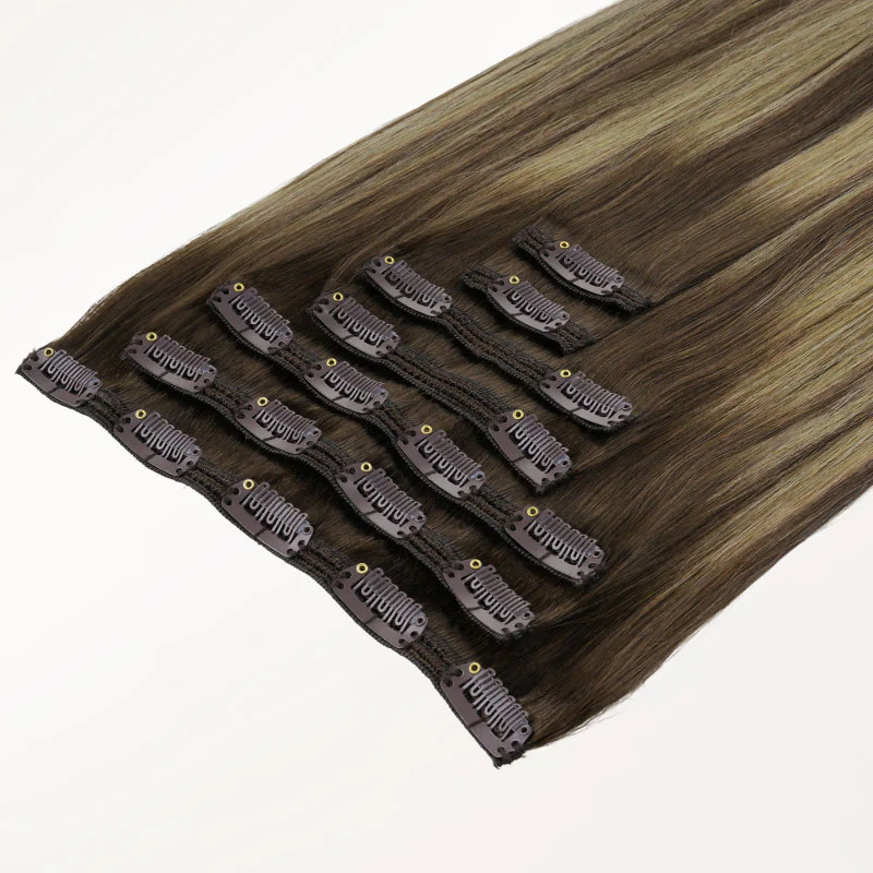 Caramel Blonde Balayage (4/27/4) Full Classic Clip-Ins (160g-220g) - Image 9