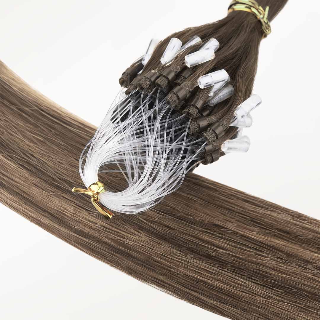 Caramel Blonde Balayage (4/27/4) Micro Link Tip Hair Extensions - Image 4