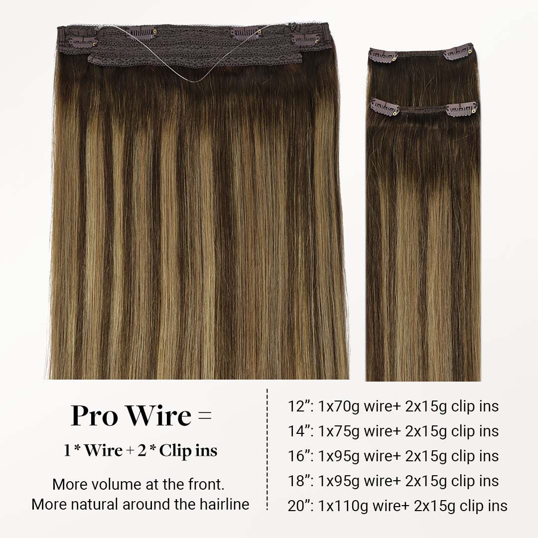 Caramel Blonde Balayage (4/27/4) Pro & Wire Hair Extension (70g-140g) - Image 4