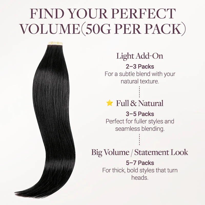 Jet Black (1) Silky Straight Tape In Hair Extensions 50g - Image 8