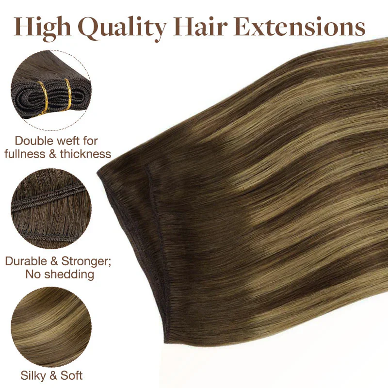 Caramel Blonde Balayage (4/27/4) Sew-In Weft Hair Extensions (80g-120g) - Image 5