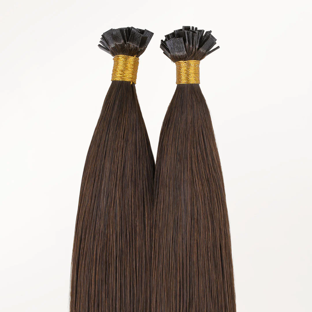 Chocolate Brown (4A) Flat Tip Hair Extensions 60g - Image 3