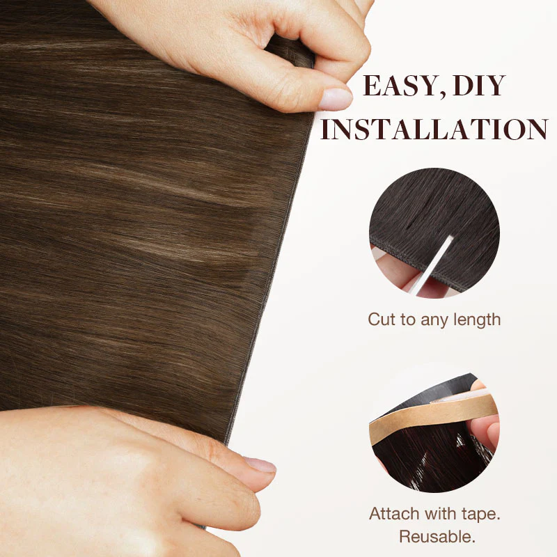 Chocolate Brown (4A) Genius Tape Weft Hair Extensions 60g - Image 4