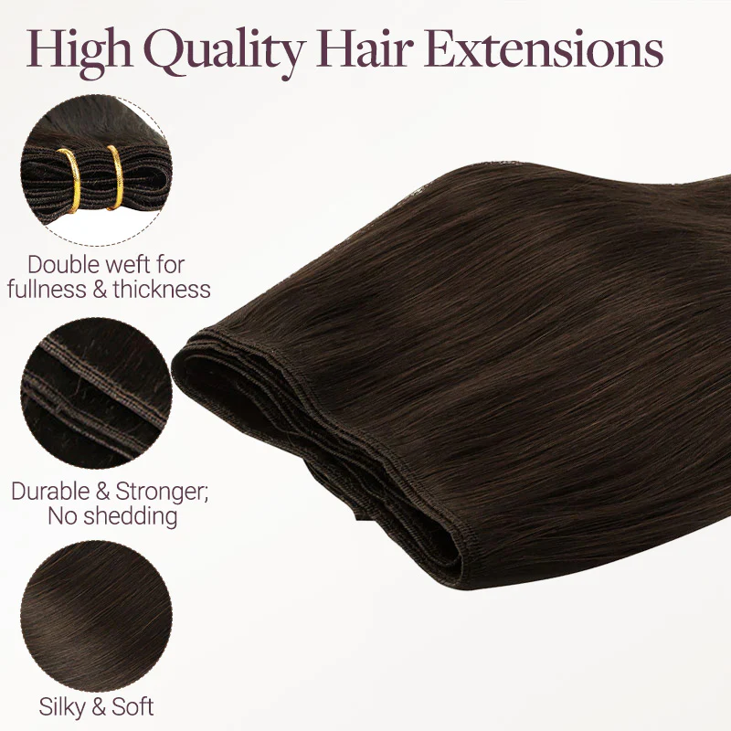 Chocolate Brown (4A) Thick Sew-In Weft Hair Extensions (120g-160g) - Image 7