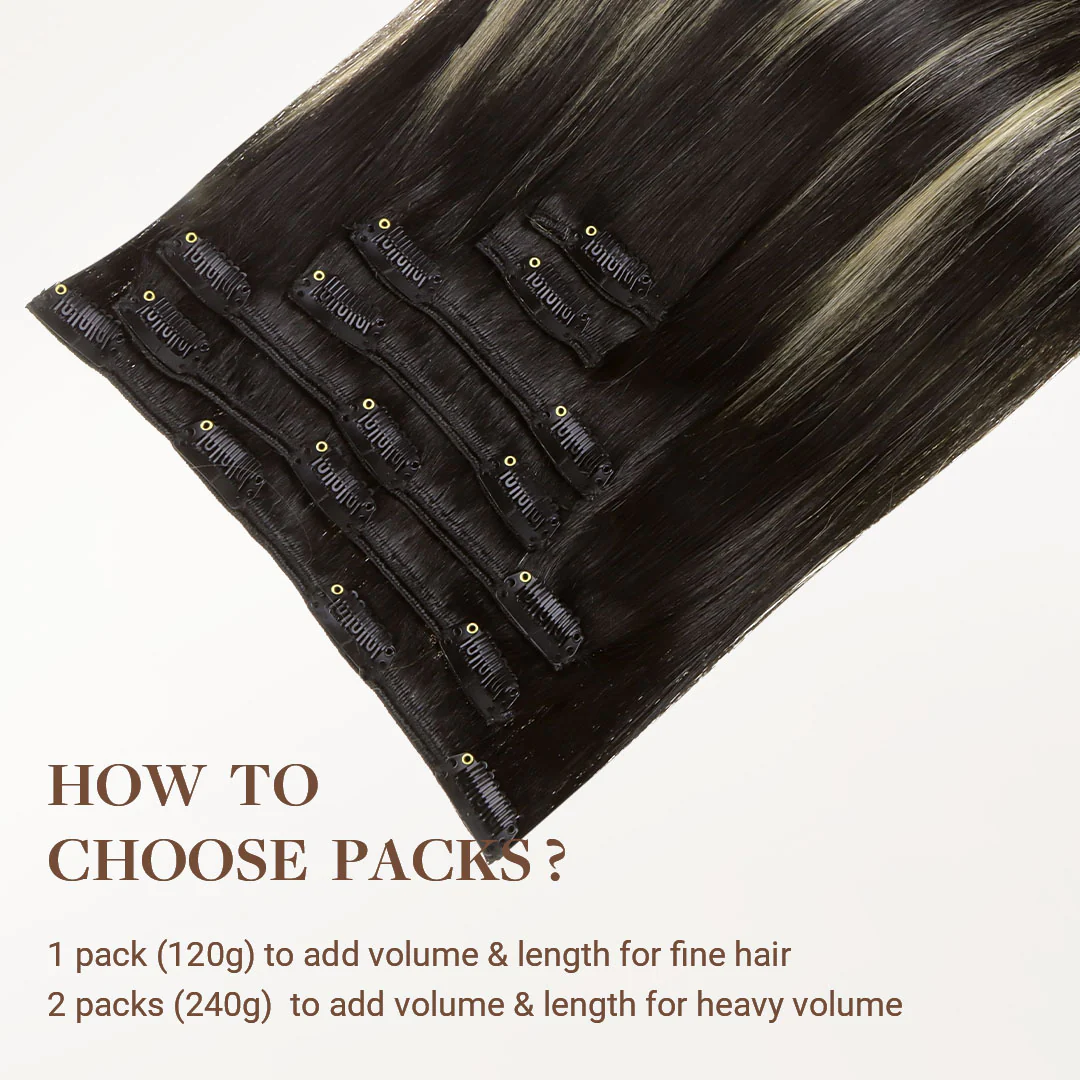 Black to Light Blonde Balayage (1B/19/1B) Classic Clip-Ins (120g-150g) - Image 5