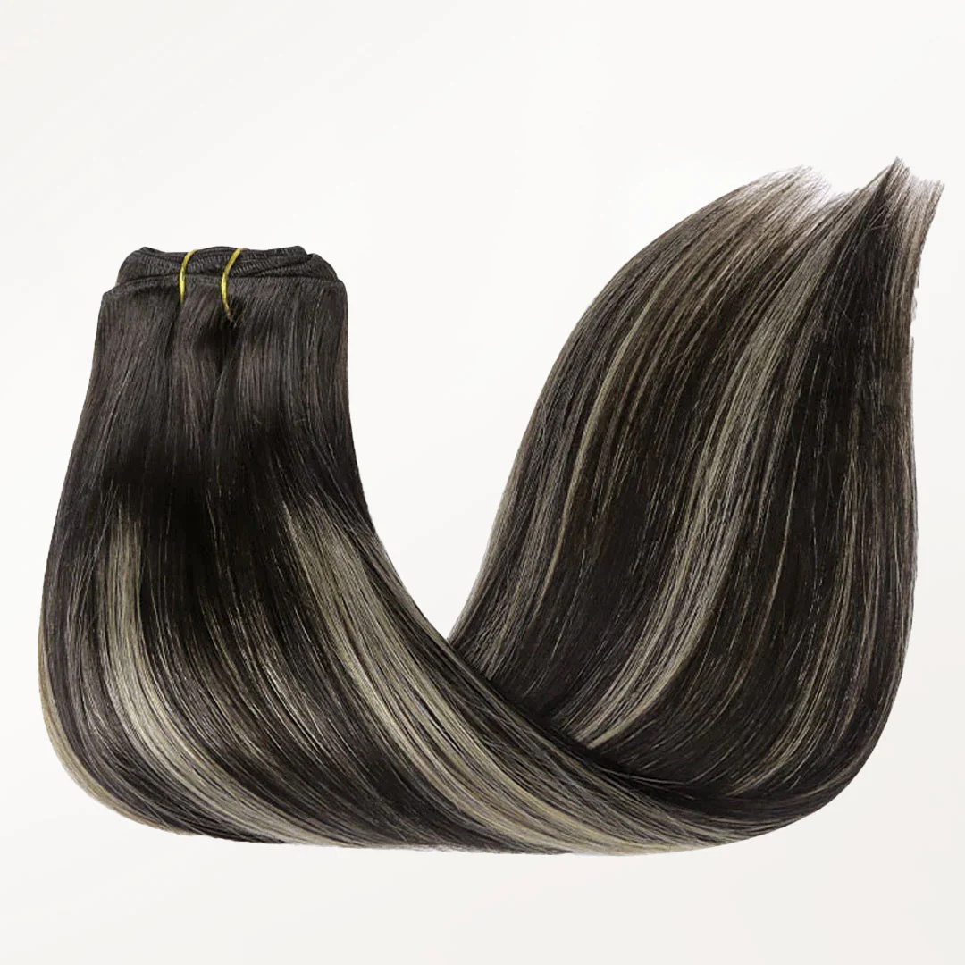 Black to Light Blonde Balayage (1B/19/1B) Classic Clip-Ins (120g-150g) - Image 4