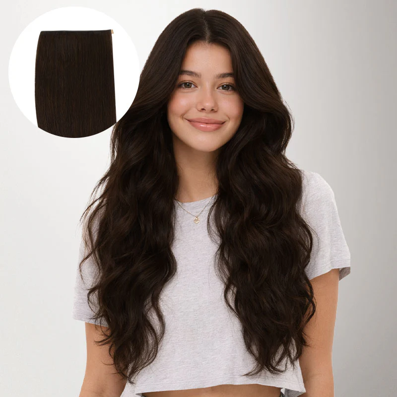 Dark Brown (2) Genius Tape Weft Hair Extensions 60g - Image 14