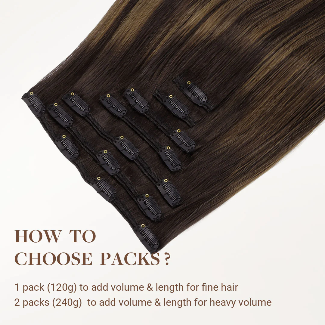 Dark Brown Balayage (2/6/2) Classic Clip-Ins (120g-150g) - Image 3