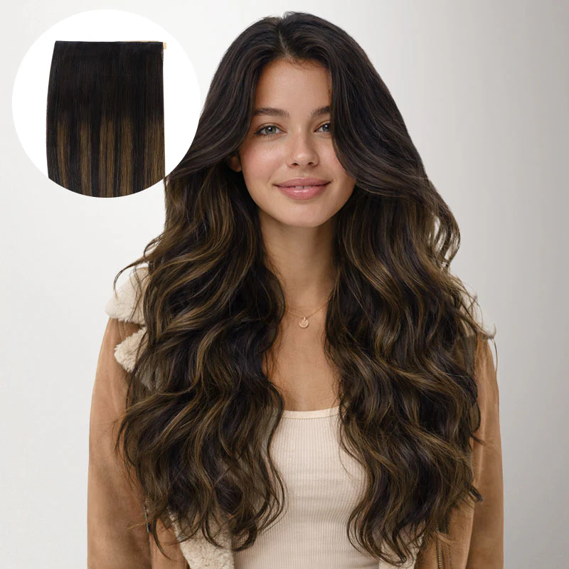 Dark Brown Balayage (2/6/2) Genius Tape Weft Hair Extensions 60g - Image 14