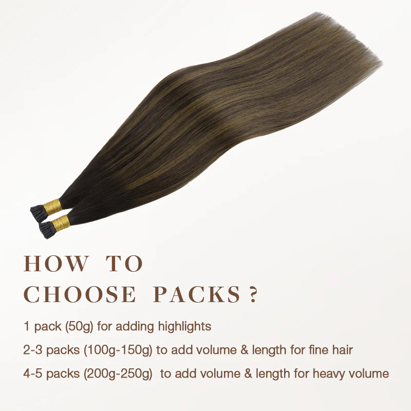 Dark Brown Balayage (2/6/2) I-Tip Hair Extensions 50g - Image 4