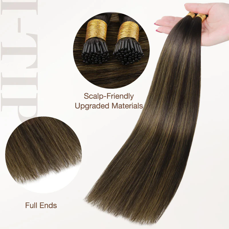 Dark Brown Balayage (2/6/2) I-Tip Hair Extensions 50g - Image 5