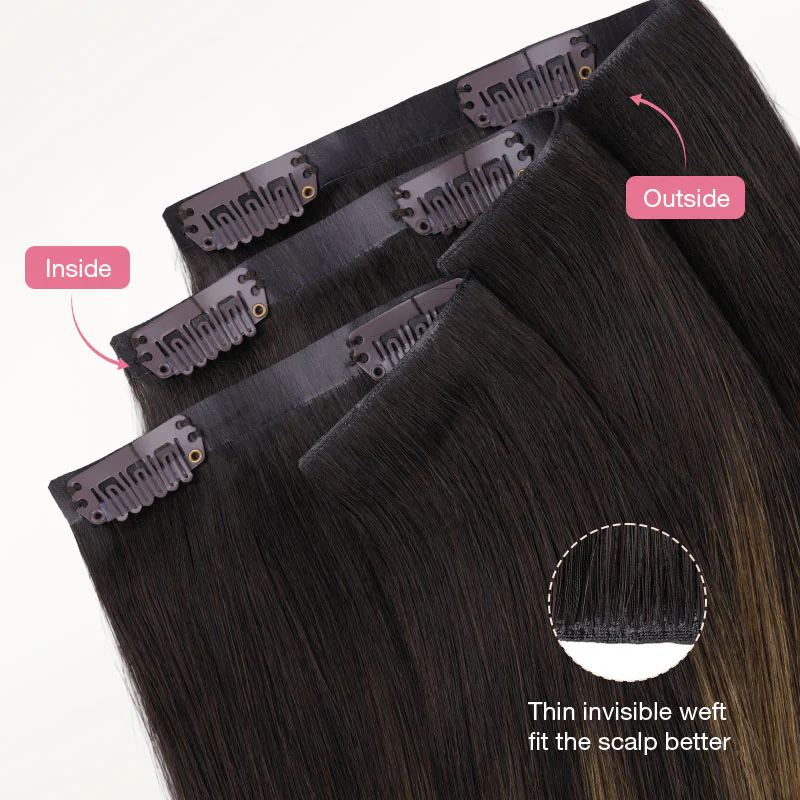 Dark Brown Balayage (2/6/2) Invisi Edge Seamless Clip-Ins (140g-160g) - Image 7