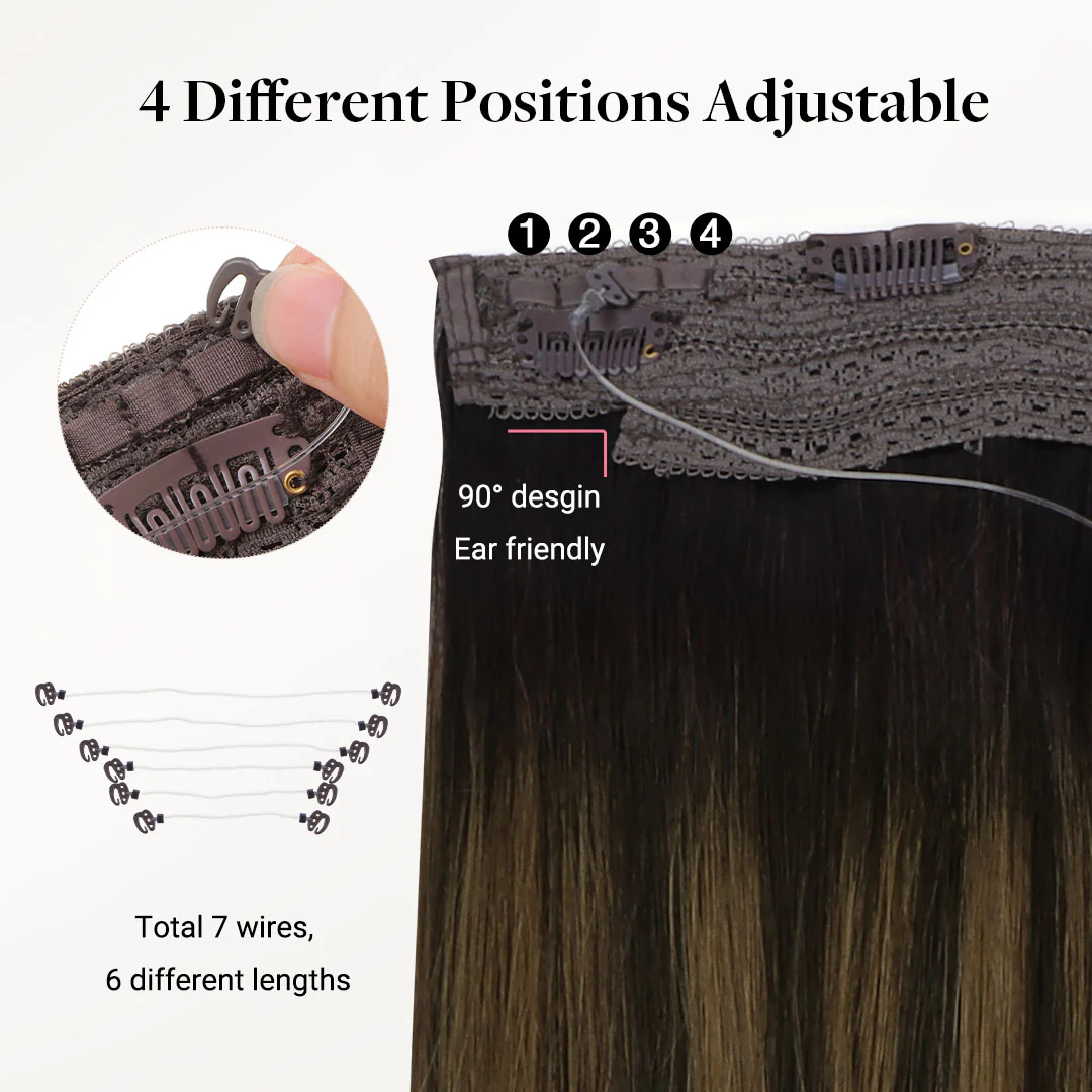 Dark Brown Balayage (2/6/2) Pro & Wire Hair Extension (70g-140g) - Image 3