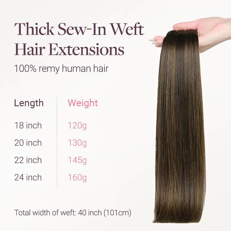 Dark Brown Balayage (2/6/2) Thick Sew-In Weft Hair Extensions (120g-160g) - Image 3