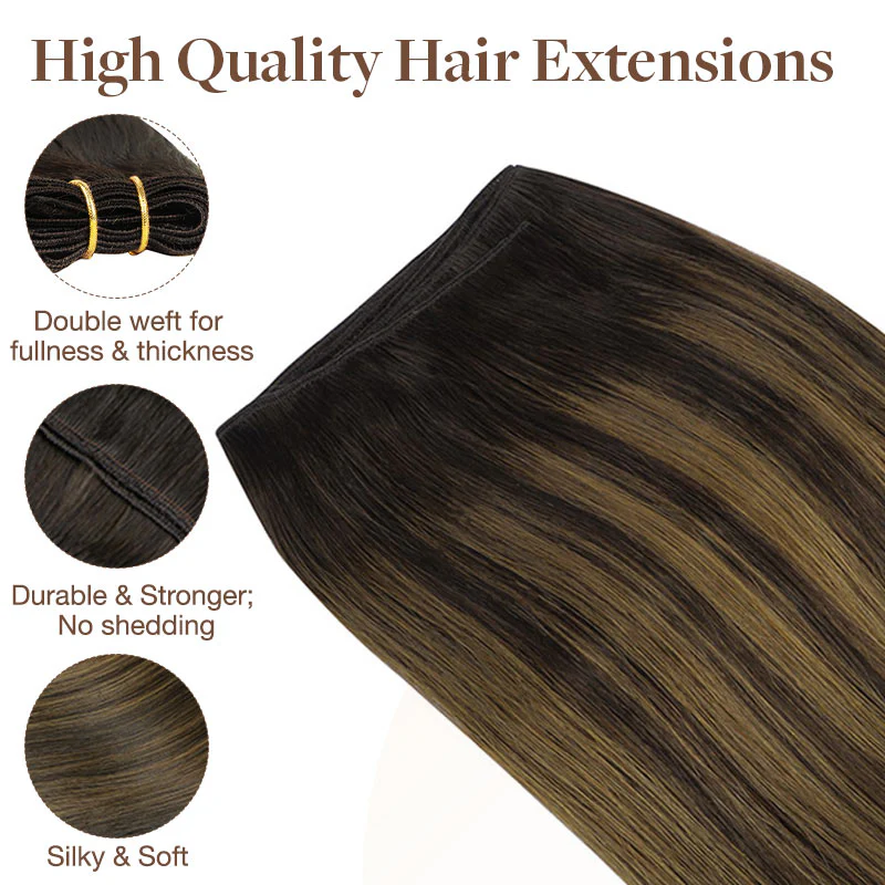Dark Brown Balayage (2/6/2) Sew-In Weft Hair Extensions (80g-120g) - Image 6