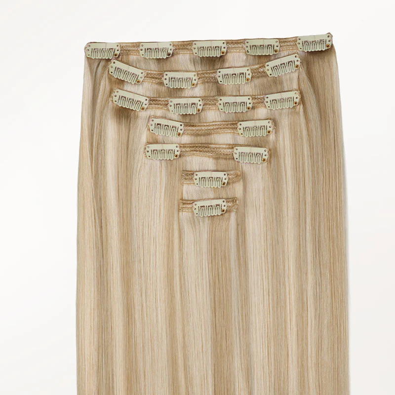 Dark Blonde Highlighted Bleach Blonde (18A/613A) Full Classic Clip-Ins (160g-220g) - Image 4