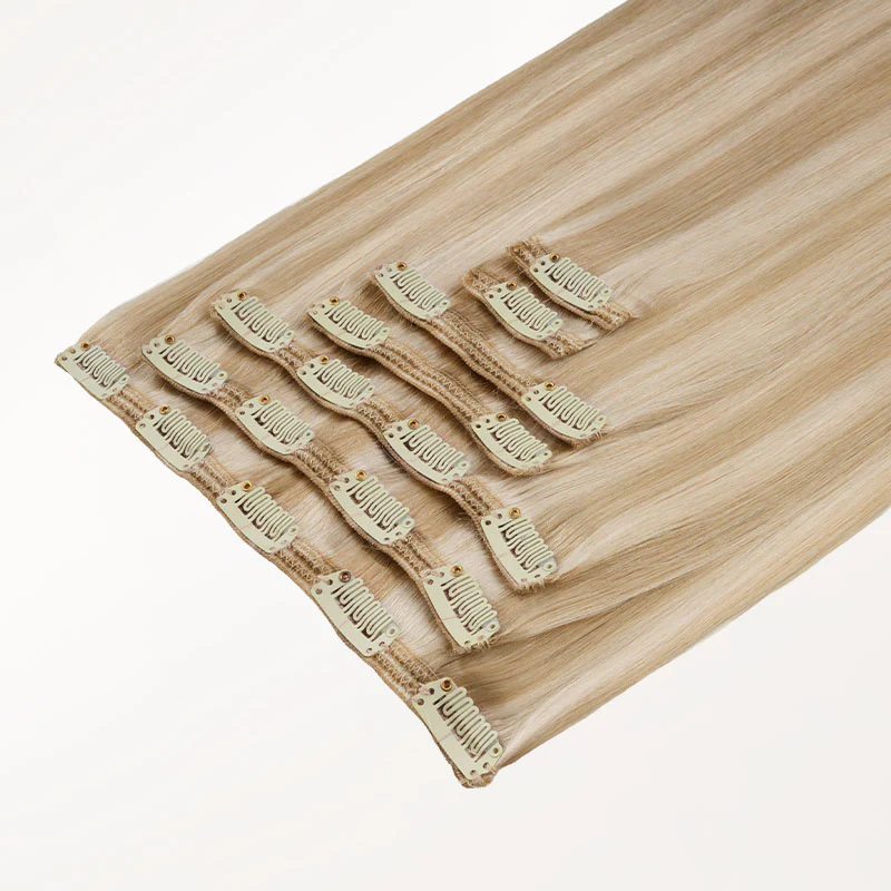 Dark Blonde Highlighted Bleach Blonde (18A/613A) Full Classic Clip-Ins (160g-220g) - Image 9