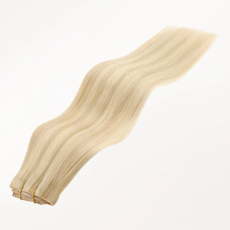 Dark Blonde Highlighted Bleach Blonde (18A/613A) Invisi Edge Seamless Clip-Ins (140g-160g) - Image 9