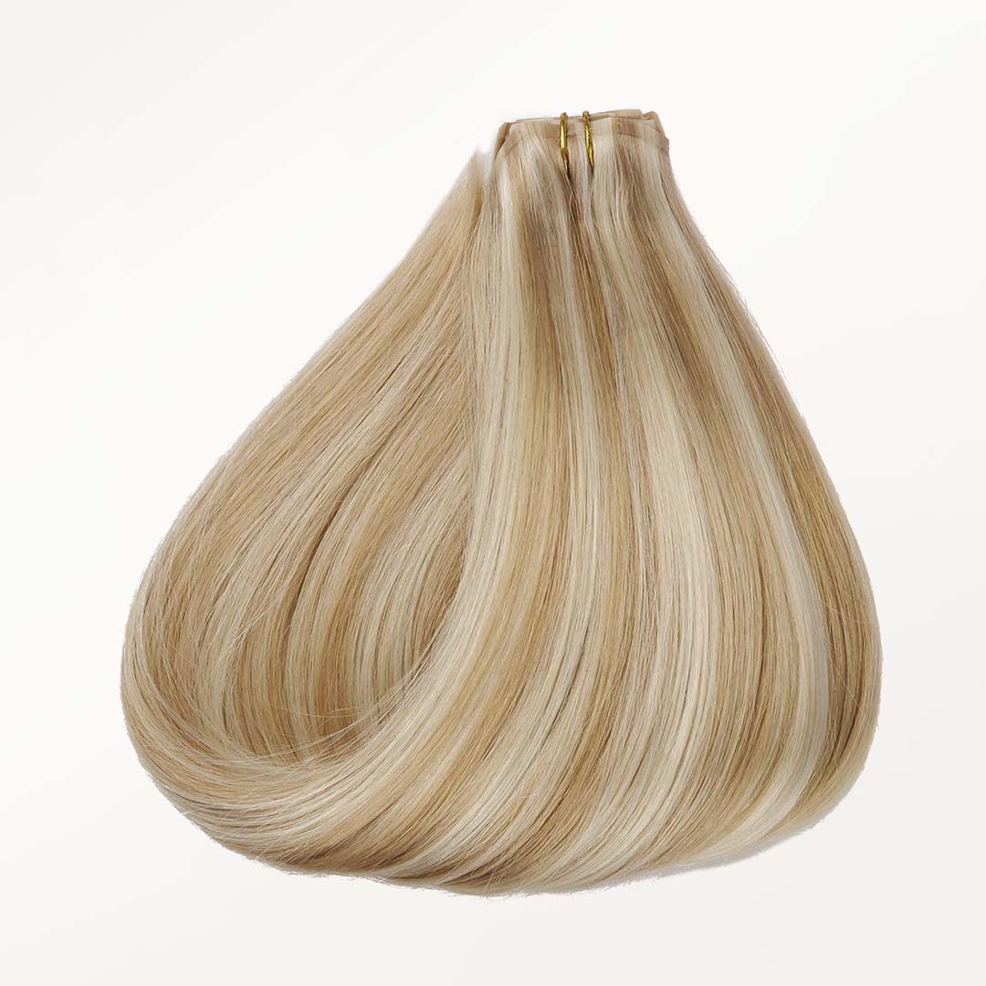Dark Blonde Highlighted Bleach Blonde (18A/613A) Seamless Clip-Ins (130g-160g) - Image 8