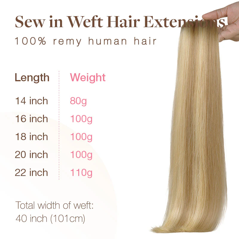 Dirty Blonde Highlights (18D/22F) Sew-In Weft Hair Extensions (80g-120g) - Image 6
