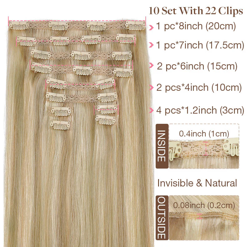 Double Drawn Clip in Hair Extensions 160g-sale - Image 11