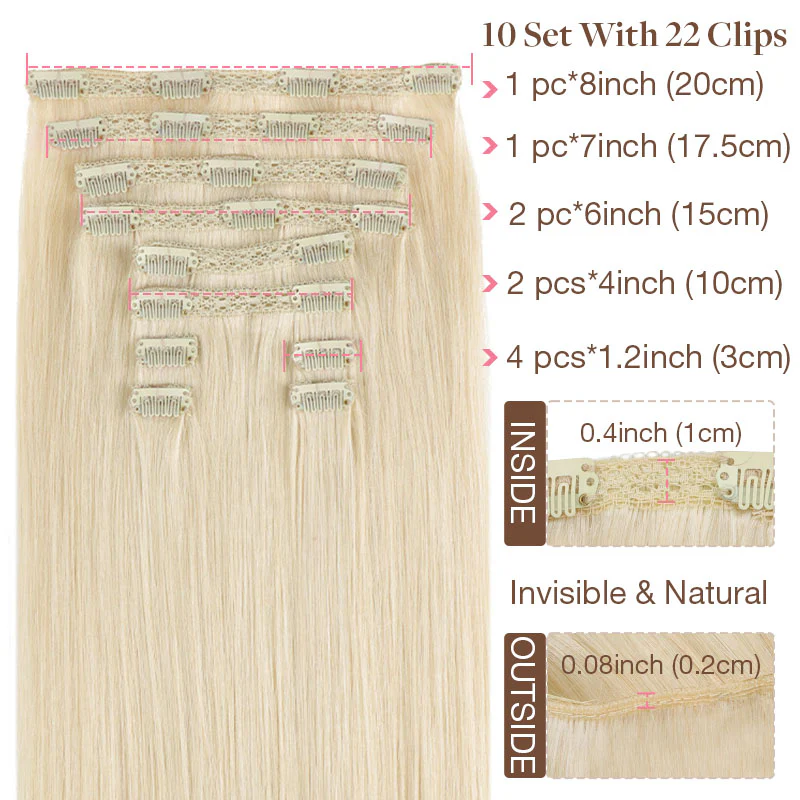 Double Drawn Clip in Hair Extensions 160g-sale - Image 18