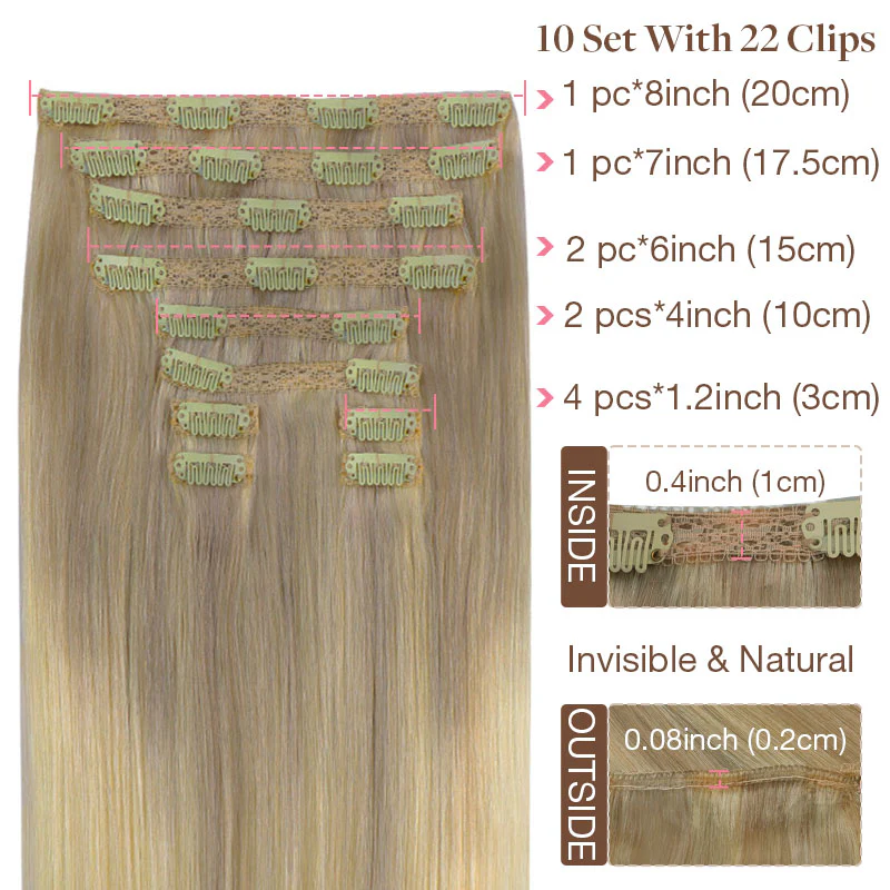 Double Drawn Clip in Hair Extensions 160g-sale - Image 32