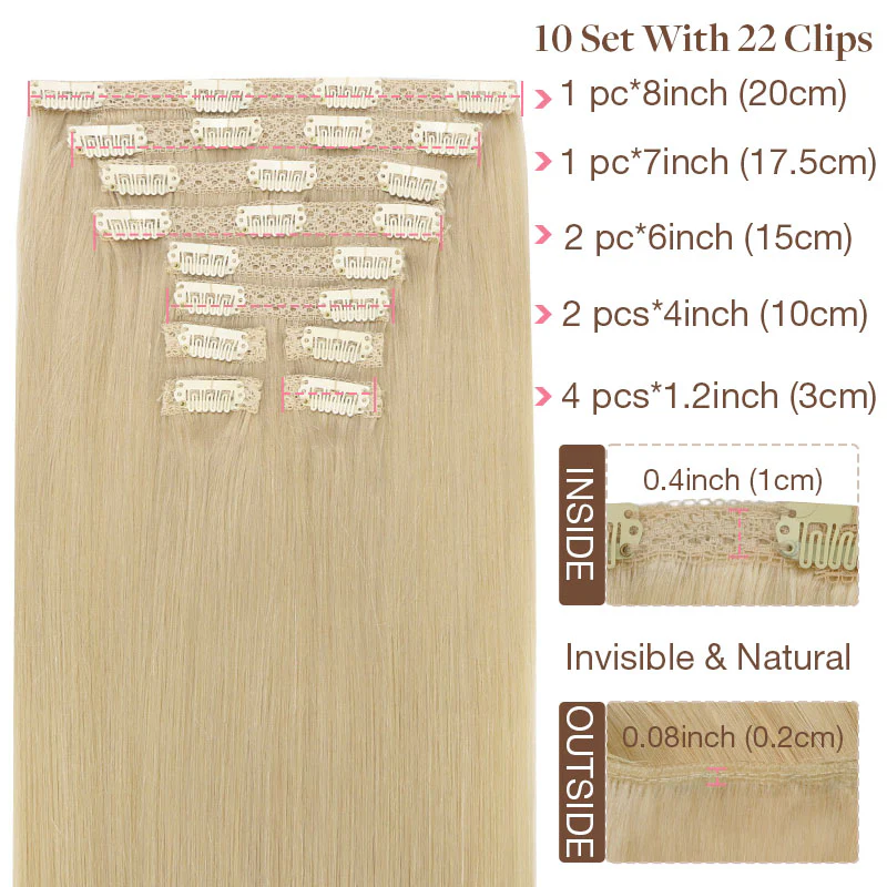 Double Drawn Clip in Hair Extensions 160g-sale - Image 39