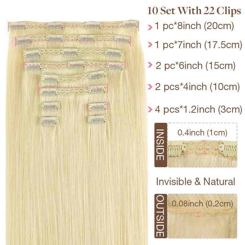 Double Drawn Clip in Hair Extensions 160g-sale - Image 46