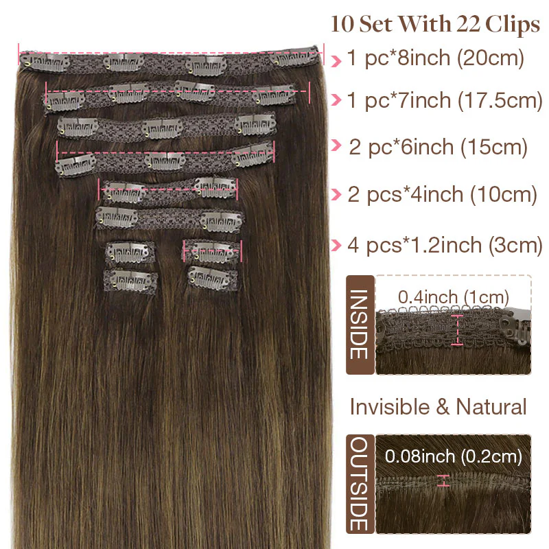 Double Drawn Clip in Hair Extensions 160g-sale - Image 53