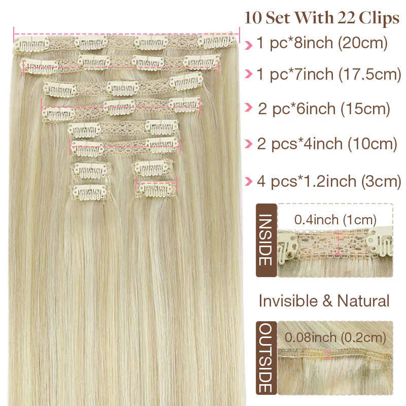Double Drawn Clip in Hair Extensions 160g-sale - Image 60