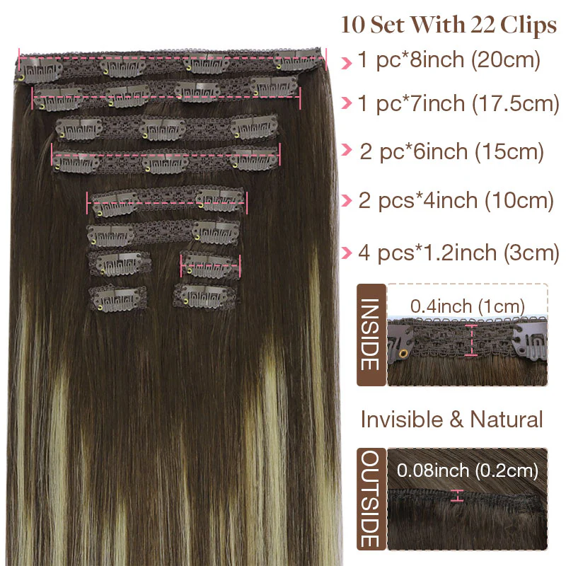 Double Drawn Clip in Hair Extensions 160g-sale - Image 67