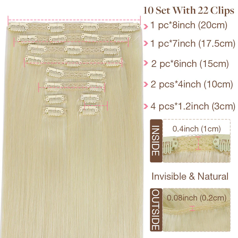 Double Drawn Clip in Hair Extensions 160g-sale - Image 81
