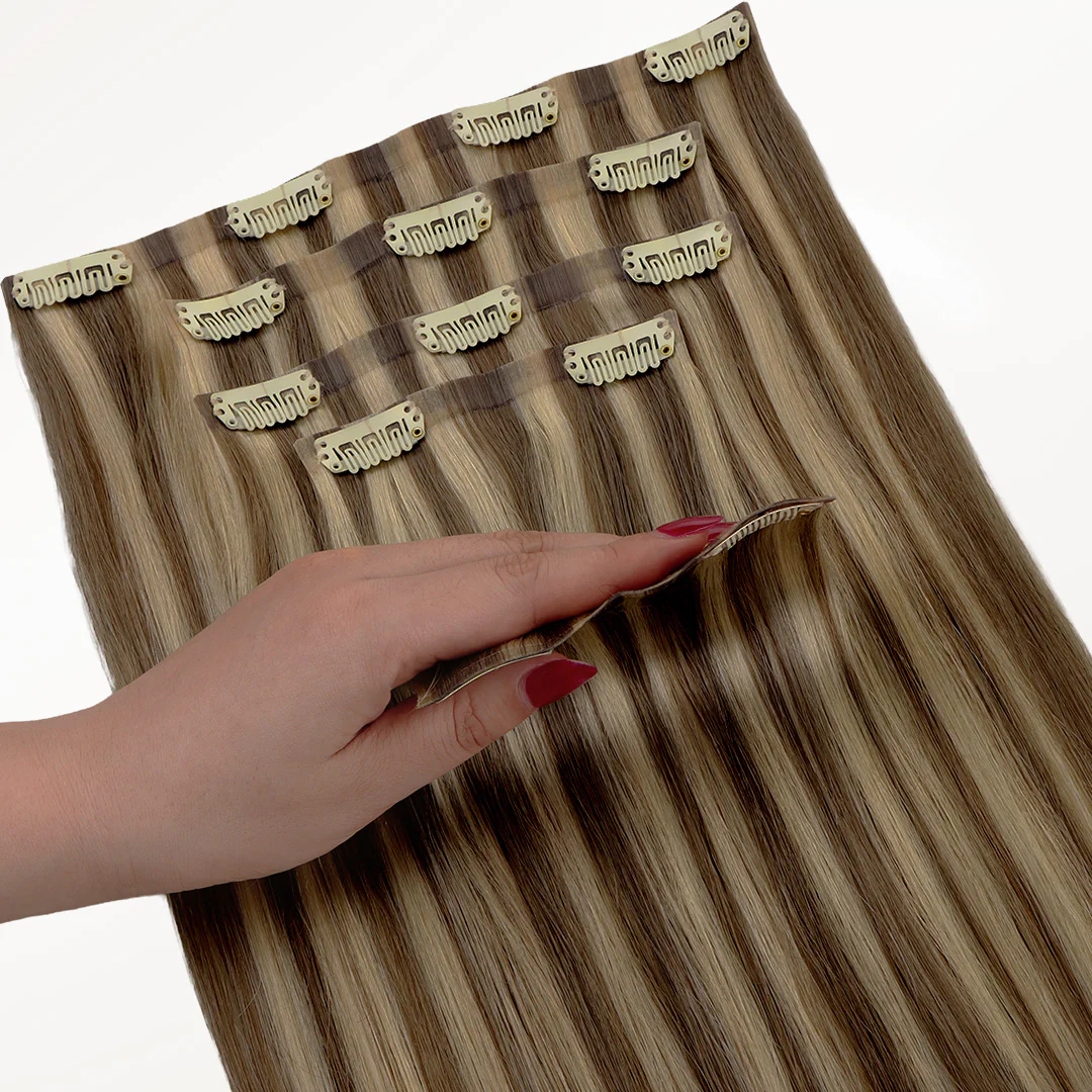 Golden Blonde Highlights (8B/60B) Seamless Clip-Ins (130g-160g) - Image 4